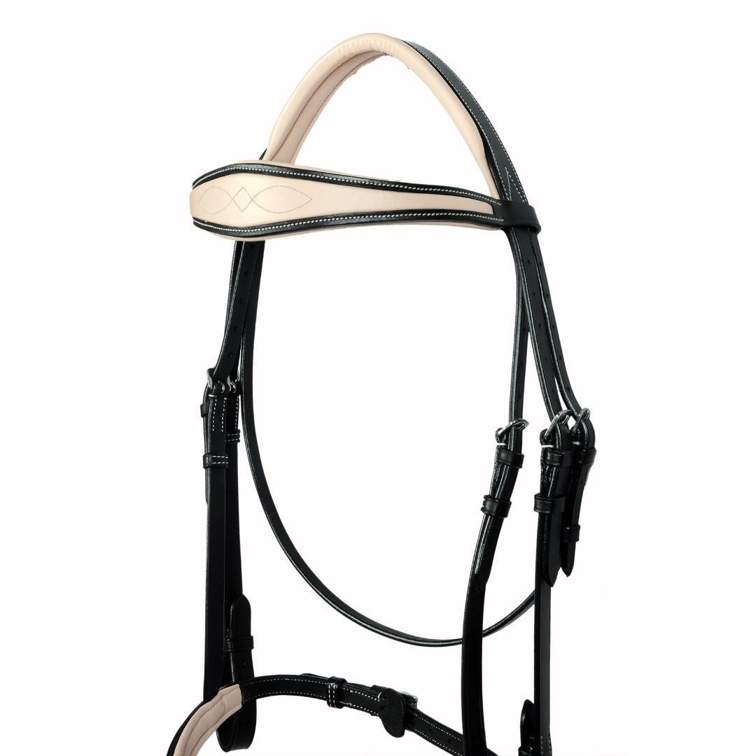 SIE Padded Fancy Stitched Leather Jump Bridle – Premium Buffalo Leather – Soft Padded Anatomic Design