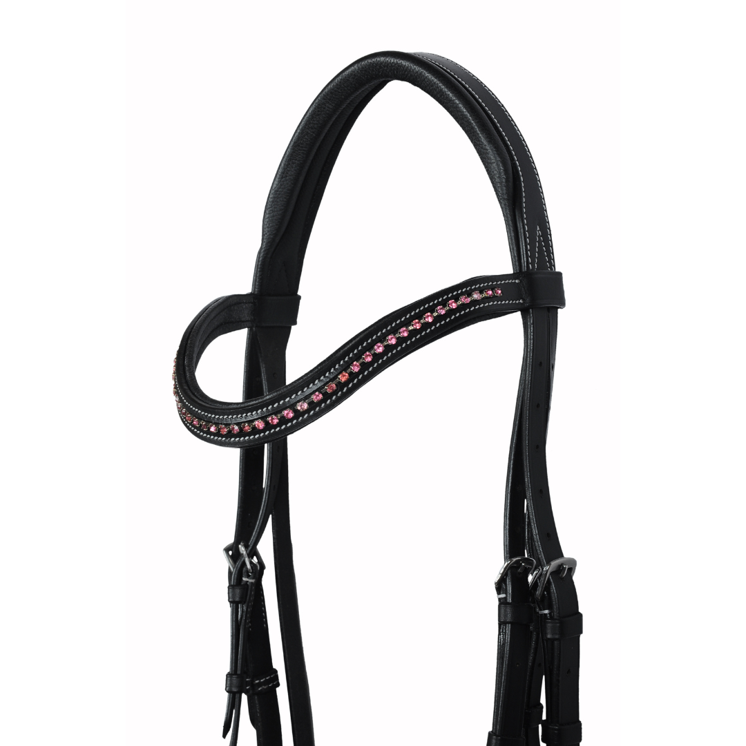SIE Genuine Leather Padded Bridle with Swarovski® Elements – Premium Buffalo Leather Show Bridle