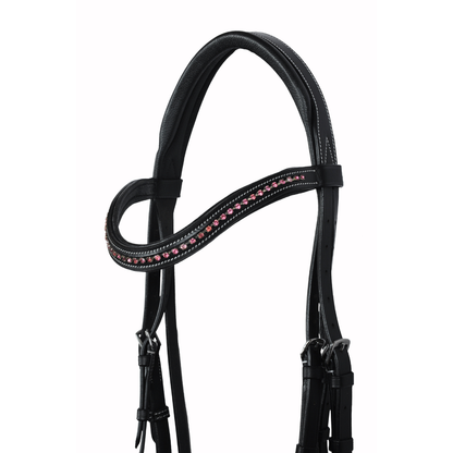 SIE Genuine Leather Padded Bridle with Swarovski® Elements – Premium Buffalo Leather Show Bridle