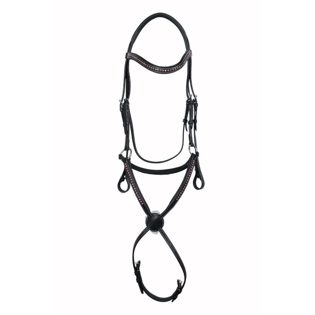 SIE Genuine Leather Padded Bridle with Swarovski® Elements – Premium Buffalo Leather Show Bridle