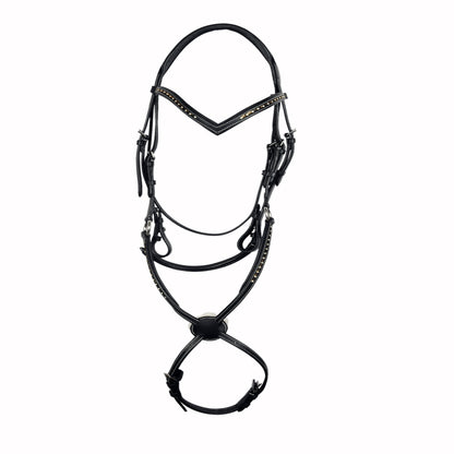 SIE Single Row Crystal Genuine Leather Padded Horse Bridle Clear Crystal Browband