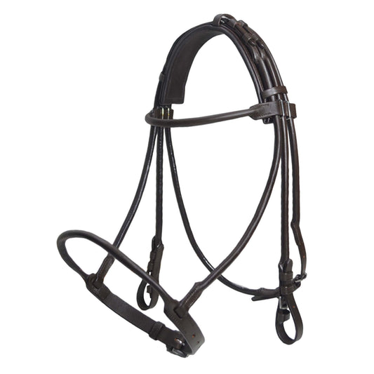 SIE Premium Rolled Leather Horse Bridle Padded Crown Matching Reins Dressage Bridle