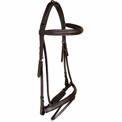 SIE Genuine Leather Raised Dressage Horse Bridle with Designer Crown & Crank Noseband