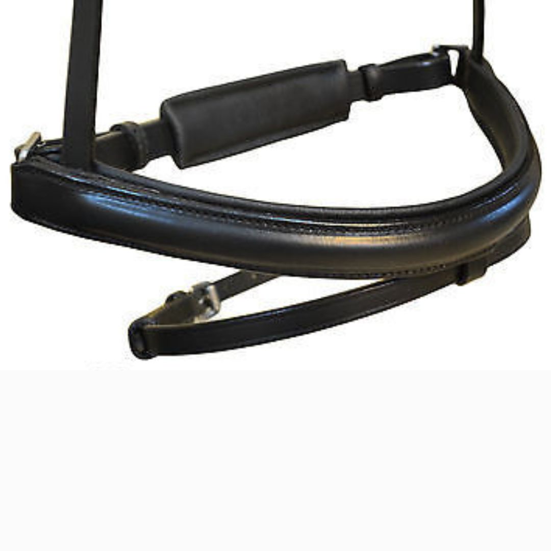 SIE Leather Crank Dressage Bridle with Padded Crown & Flash – Premium Soft Padded Horse Bridle with Loop Holder