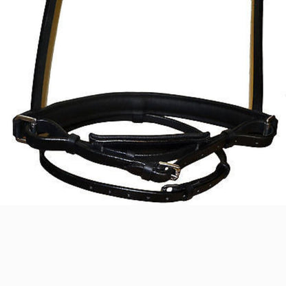 SIE Leather Crank Dressage Bridle with Padded Crown & Flash – Premium Soft Padded Horse Bridle with Loop Holder