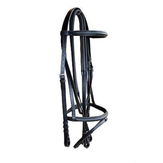 SIE Dressage Bridle with Reins – Premium Leather Horse Bridle with Stainless Steel Hardware