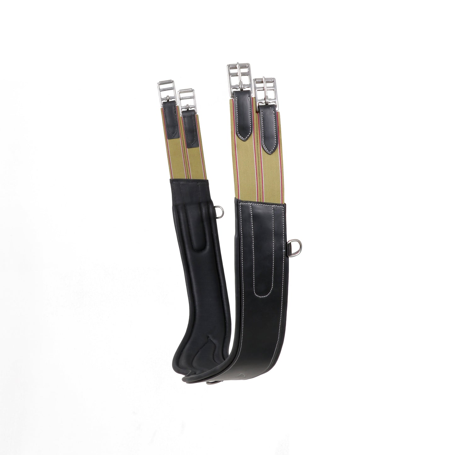 SIE Wave Anatomic Overlay Leather Horse Girth Cinch Handcrafted Padded Comfort With Elastic Ends SS Roller Buckles