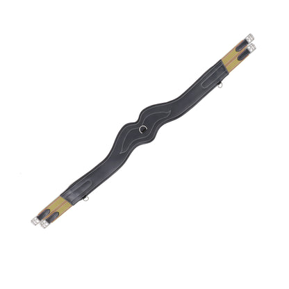 SIE Wave Anatomic Overlay Leather Horse Girth Cinch Handcrafted Padded Comfort With Elastic Ends SS Roller Buckles