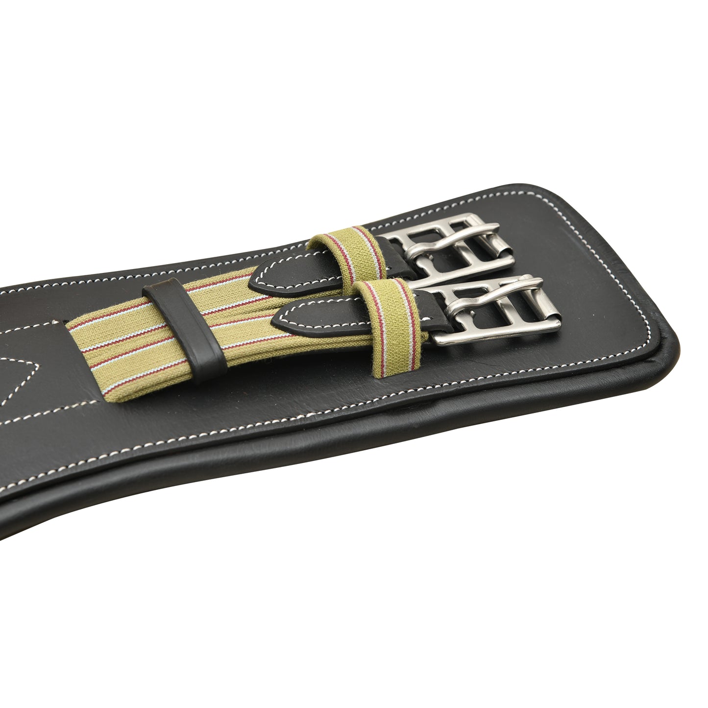SIE Pro Anatomic Leather Dressage Horse Girth Cinch Soft Padded Comfort With Elastic Ends