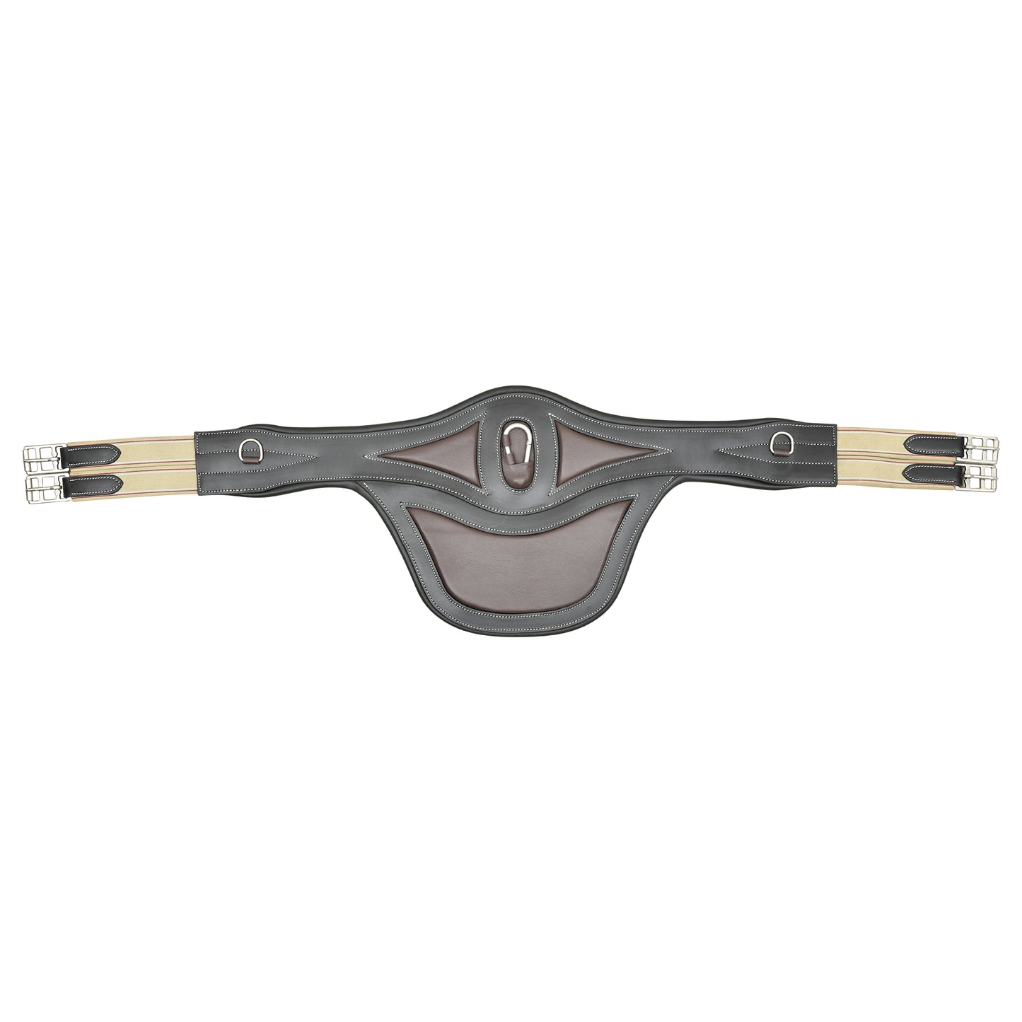 SIE Window Leather Stud Belly Guard Horse Girth Center Stud Snap With Elastic Ends & SS Roller Buckles