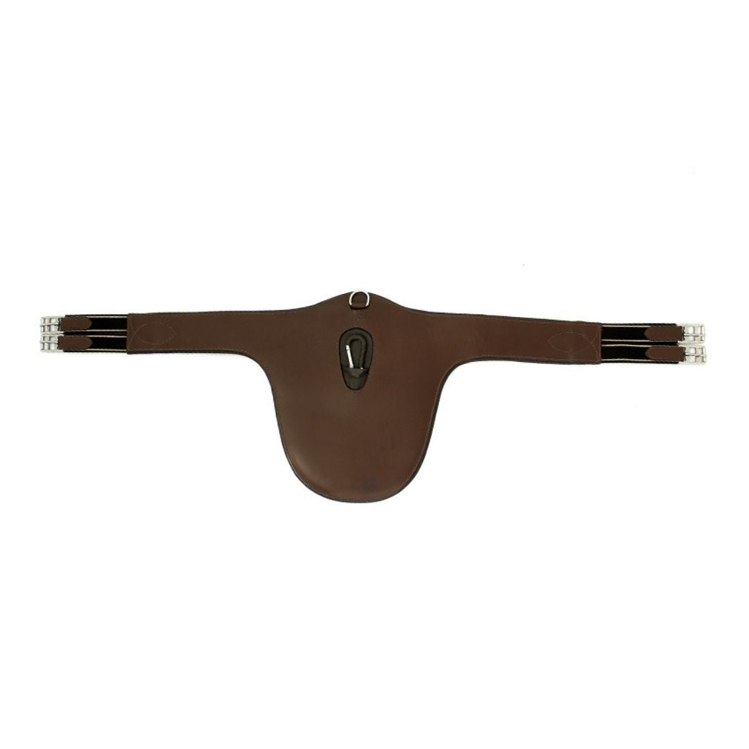 SIE Padded Belly Guard Jumping Top Grain Leather Horse Girth Triple Elastic Ends SS Roller Buckles
