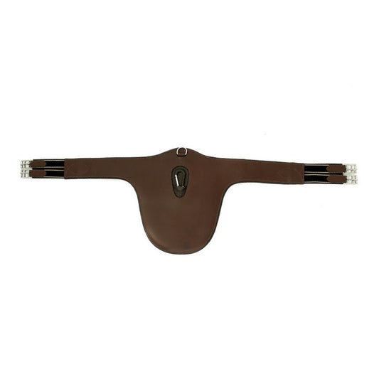 SIE Padded Belly Guard Jumping Top Grain Leather Horse Girth Triple Elastic Ends SS Roller Buckles