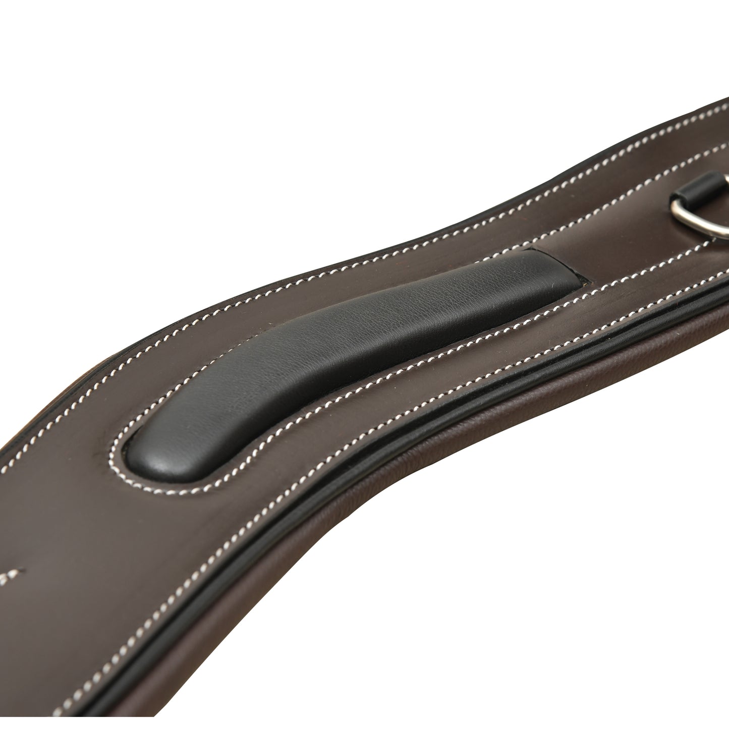SIE Anatomic Window Leather Horse Girth Handcrafted Wave Shape Soft Padded Comfort With Triple Elastic Ends & SS Roller Buckles