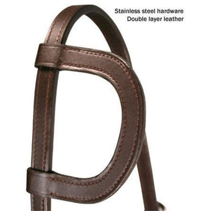 SIE Premium Double Layer Leather Headstall – Slip Ear Western Headstall with Stainless Steel Hardware