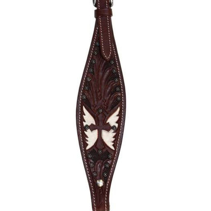 SIE Painted Wings One Ear Headstall – Hand Carved Leather Headstall with Hand Painted Wing