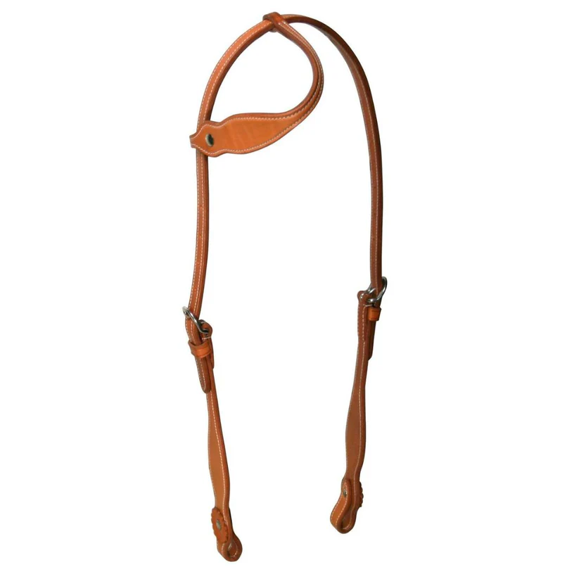 SIE Double Layer Slip Ear Leather Horse Headstall – Western Headstall with Stainless Steel Hardware