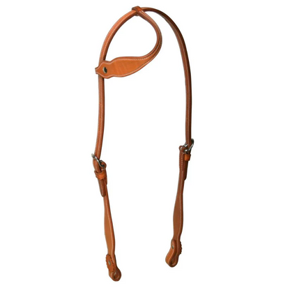 SIE Double Layer Slip Ear Leather Horse Headstall – Western Headstall with Stainless Steel Hardware