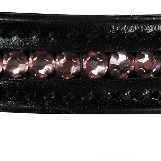 SIE Genuine Leather Horse Headstall - Double Layer Headstall with Pink Swarovski Crystals & Spot Combo with Stainless Steel Hardware