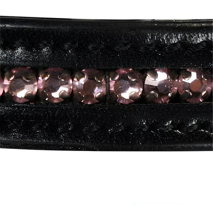 SIE Genuine Leather Horse Headstall - Double Layer Headstall with Pink Swarovski Crystals & Spot Combo with Stainless Steel Hardware