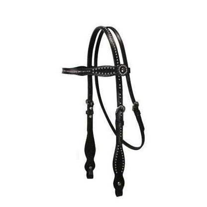 SIE Genuine Leather Horse Headstall - Double Layer Headstall with Pink Swarovski Crystals & Spot Combo with Stainless Steel Hardware