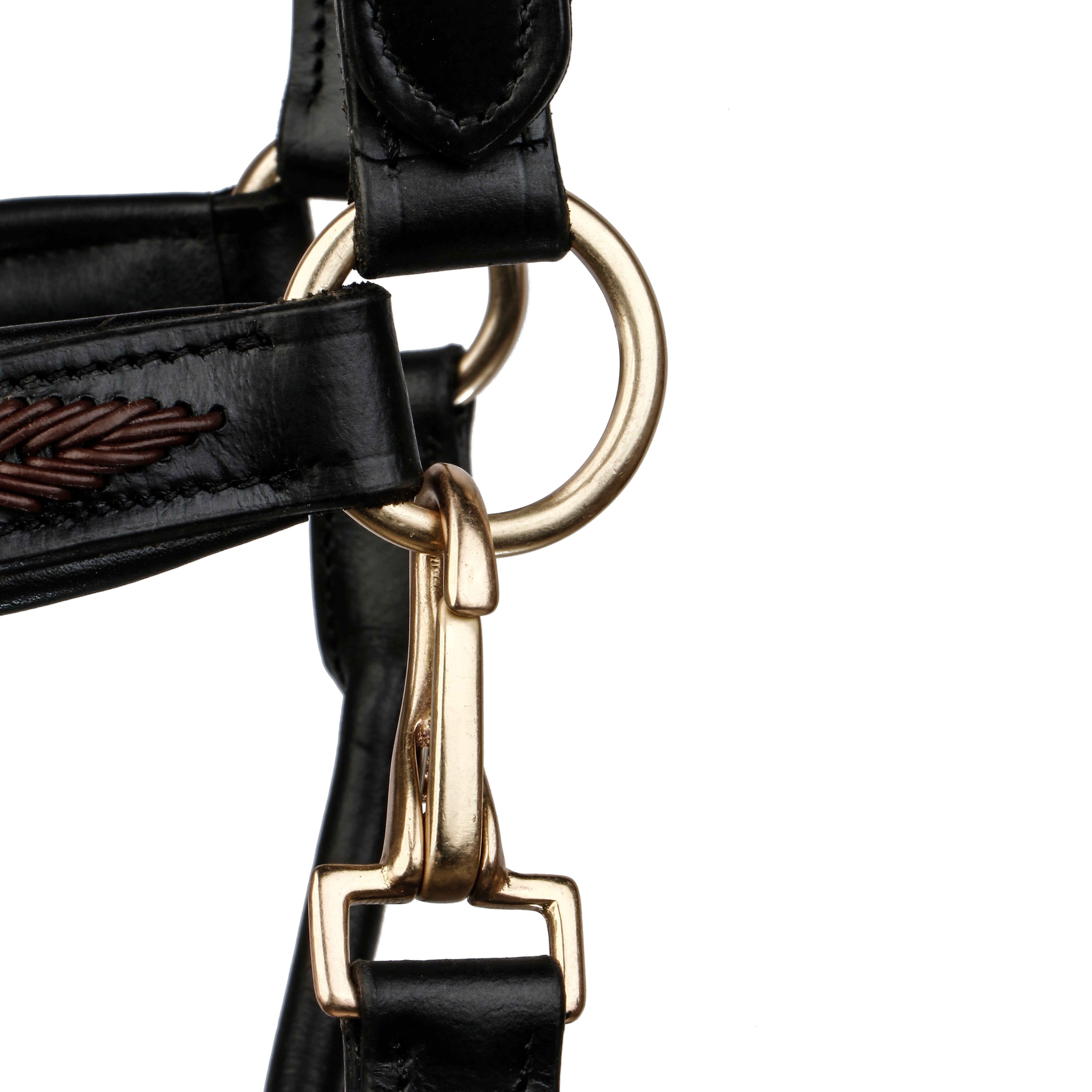 SIE Genuine Leather Braided Horse Halter Adjustable Padded Headcollar for Pony, Cob, Full & Oversize | Premium Brass Hardware