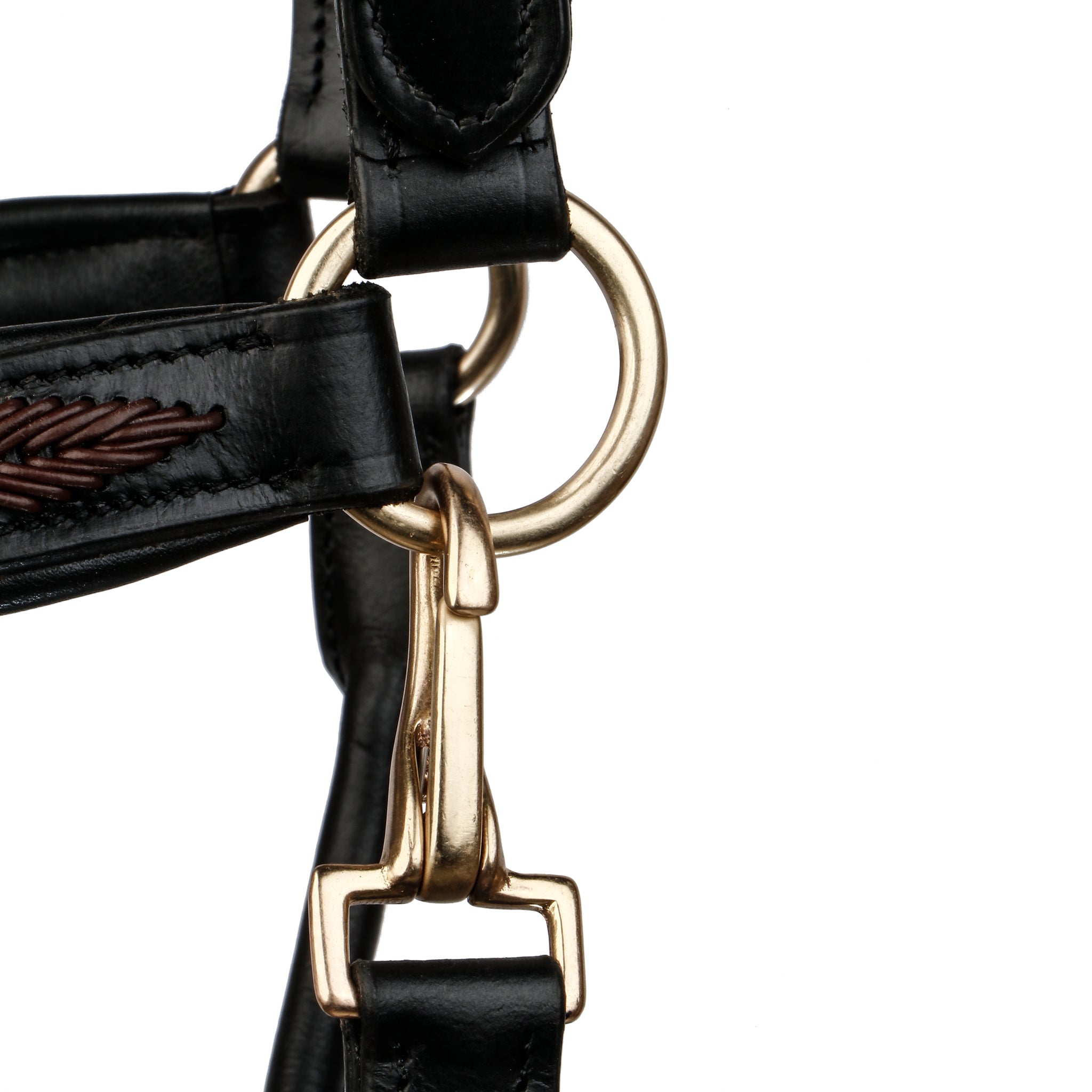 SIE Genuine Leather Braided Horse Halter Adjustable Padded Headcollar for Pony, Cob, Full & Oversize | Premium Brass Hardware