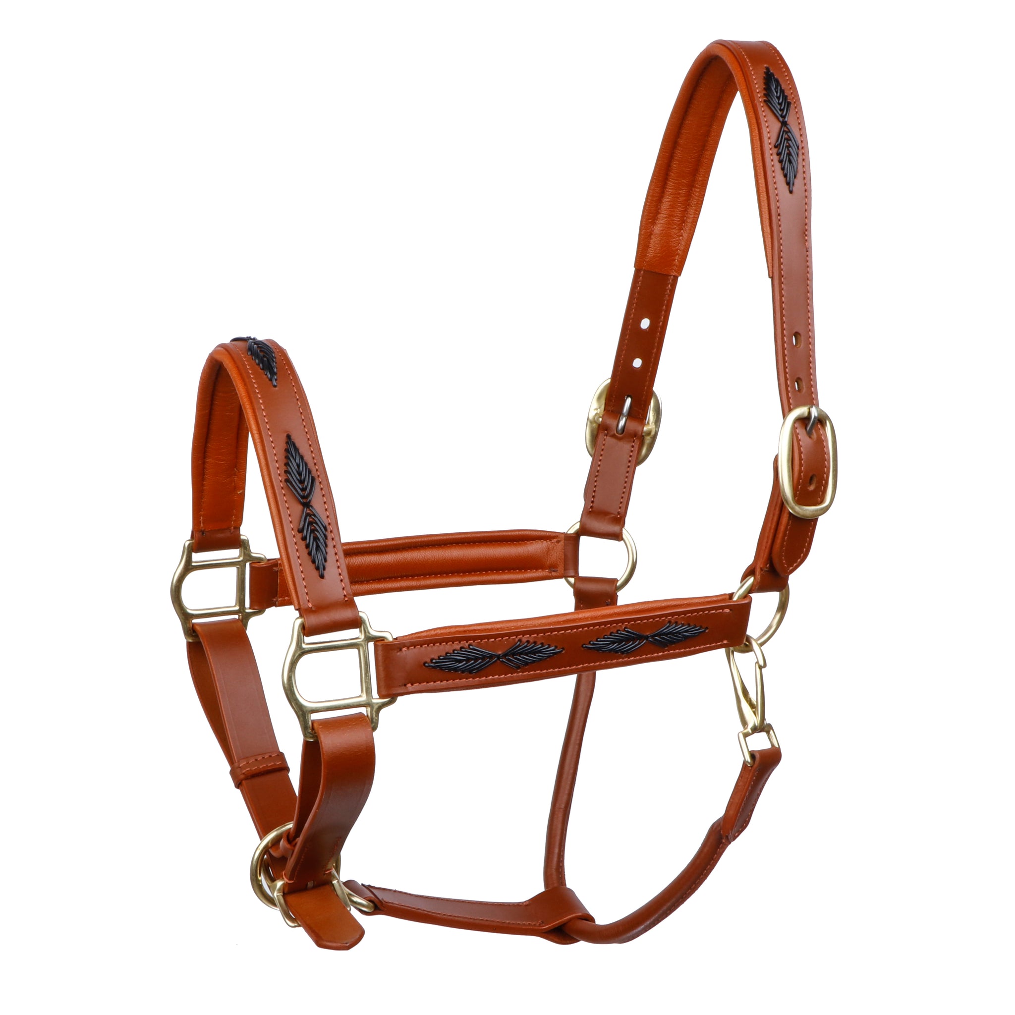 SIE Genuine Leather Braided Horse Halter Adjustable Padded Headcollar for Pony, Cob, Full & Oversize | Premium Brass Hardware