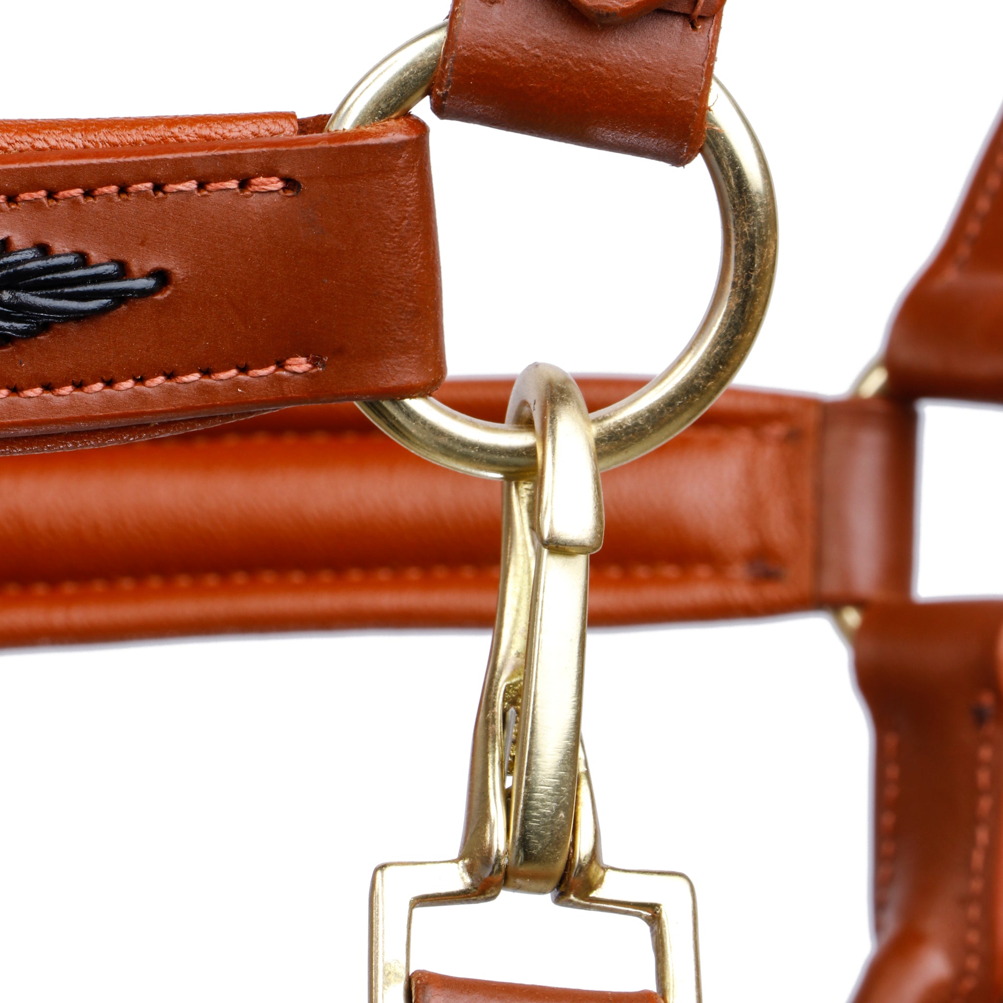 SIE Genuine Leather Braided Horse Halter Adjustable Padded Headcollar for Pony, Cob, Full & Oversize | Premium Brass Hardware