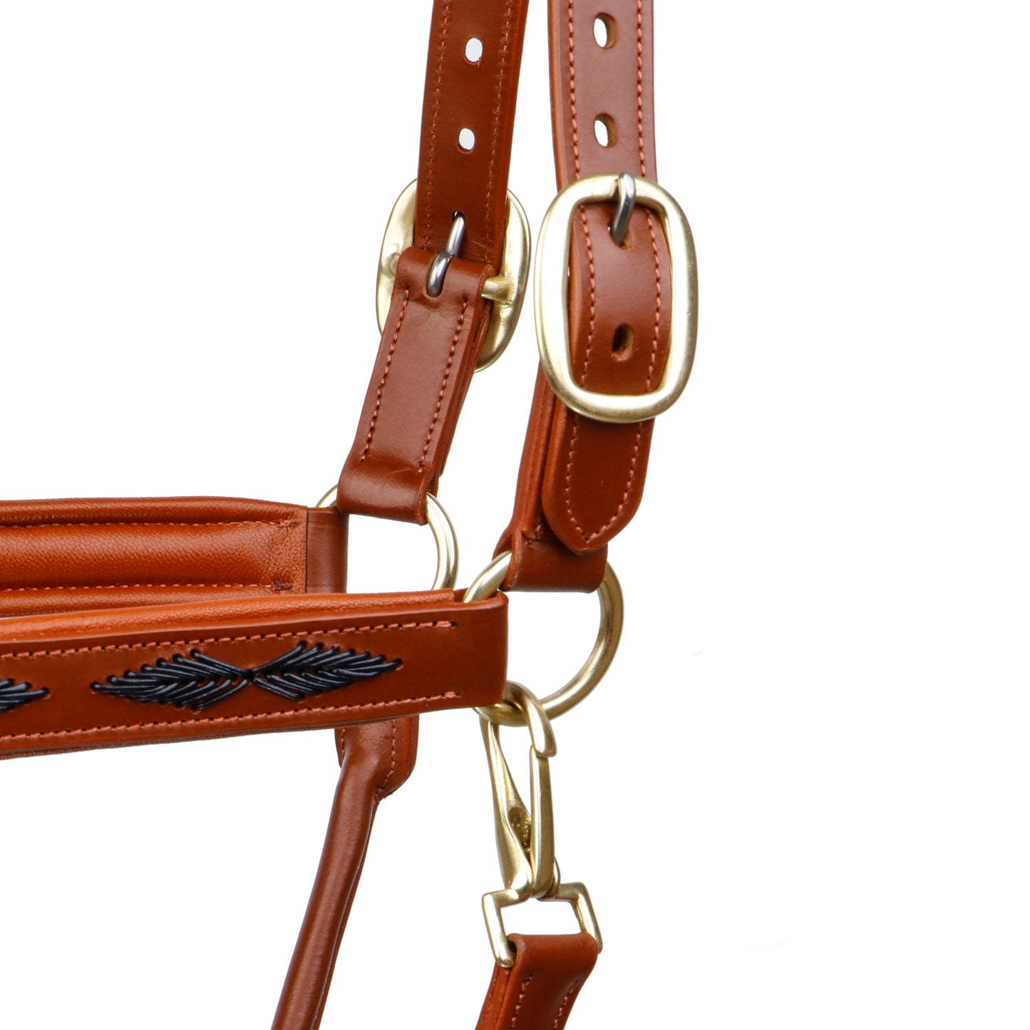 SIE Genuine Leather Braided Horse Halter Adjustable Padded Headcollar | Premium Brass Hardware