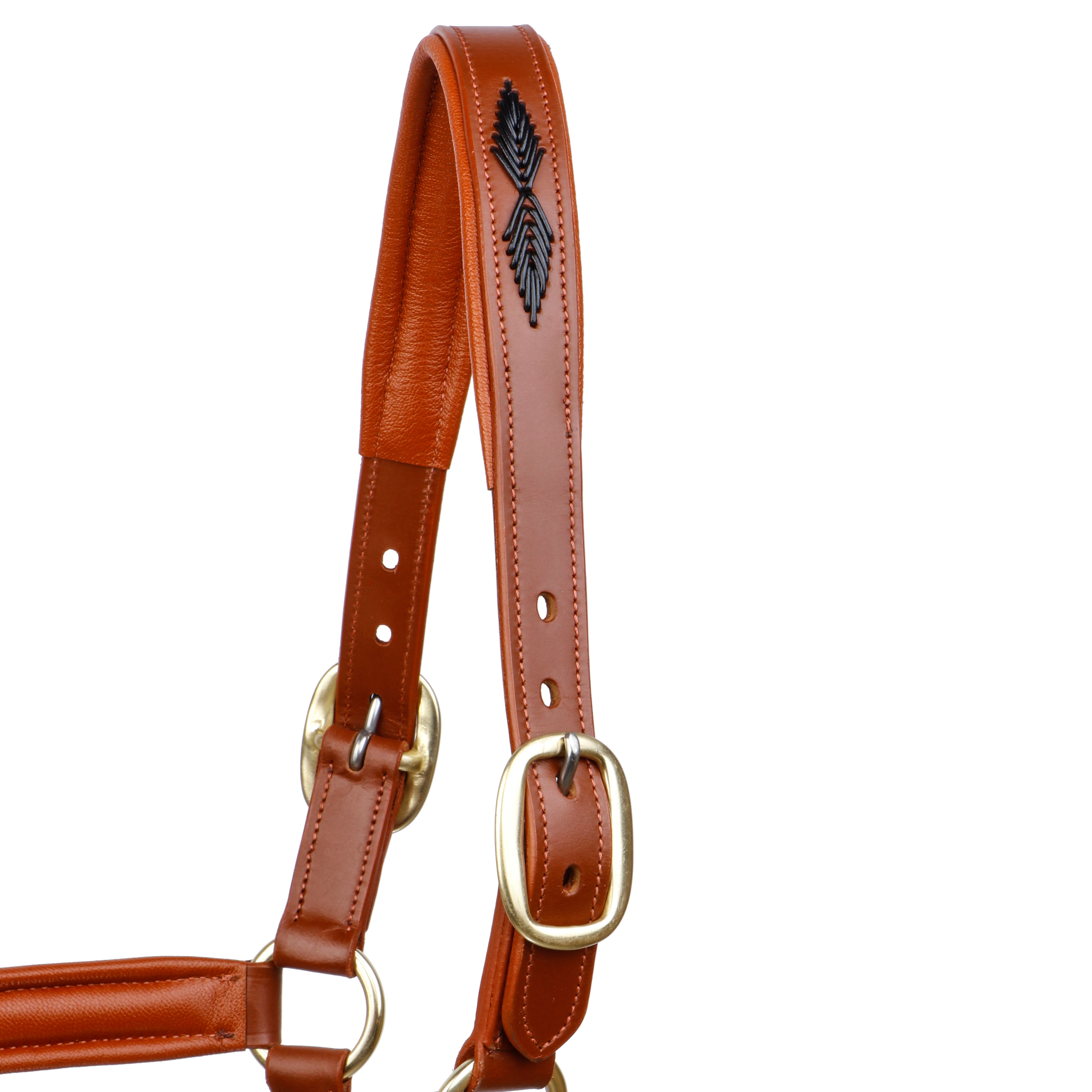 SIE Genuine Leather Braided Horse Halter Adjustable Padded Headcollar for Pony, Cob, Full & Oversize | Premium Brass Hardware