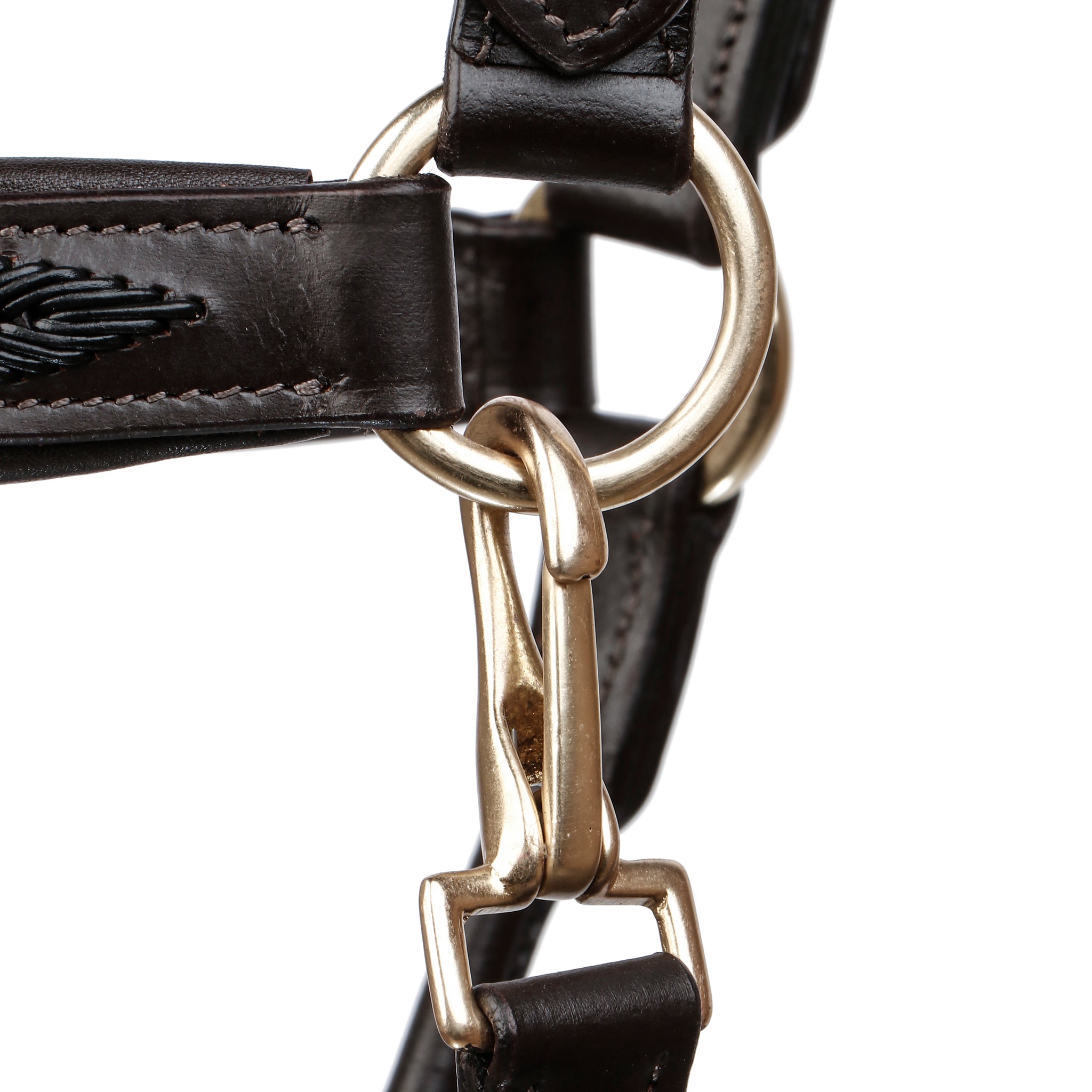 SIE Genuine Leather Braided Horse Halter Adjustable Padded Headcollar for Pony, Cob, Full & Oversize | Premium Brass Hardware