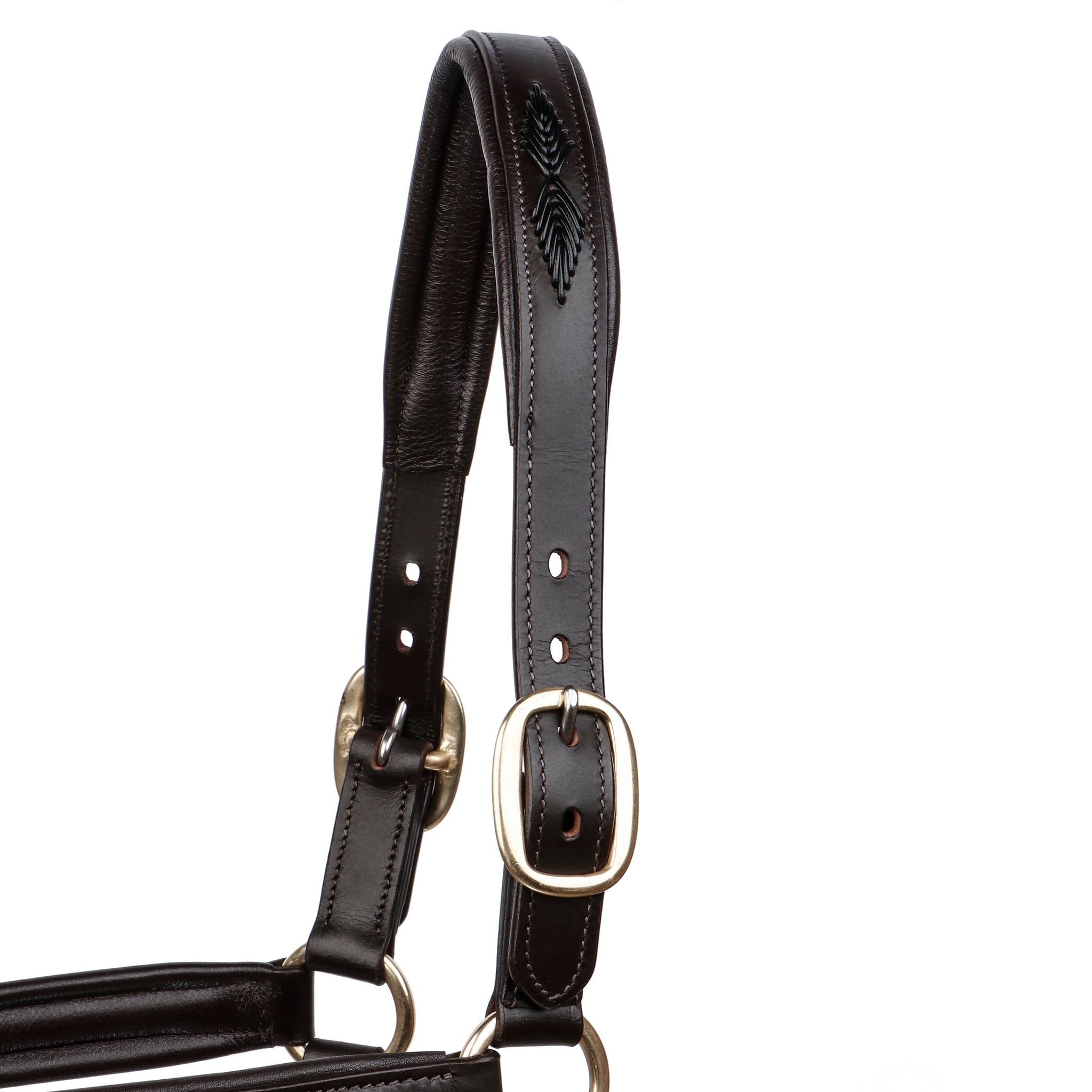 SIE Genuine Leather Braided Horse Halter Adjustable Padded Headcollar for Pony, Cob, Full & Oversize | Premium Brass Hardware