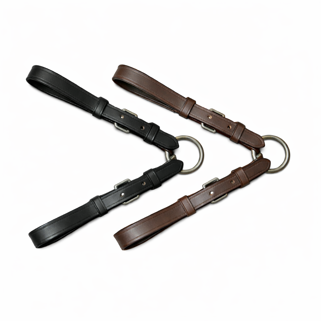 SIE Genuine Leather Ringed Bit Converter - Pelham Bit Converter - Premium Leather Bit Straps with SS O-Ring - Black & Brown