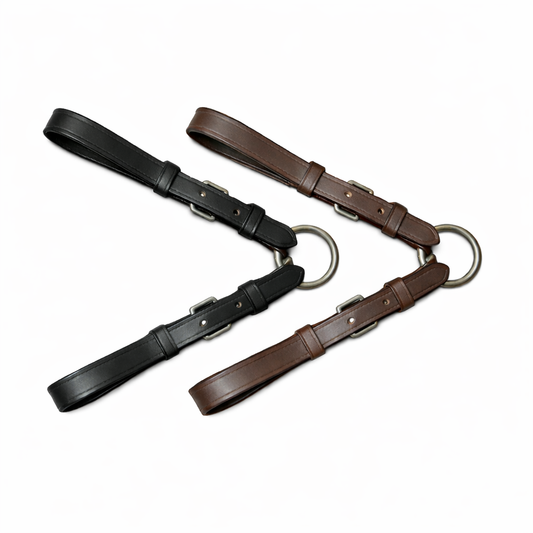 SIE Genuine Leather Ringed Bit Converter - Pelham Bit Converter - Premium Leather Bit Straps with SS O-Ring - Black & Brown