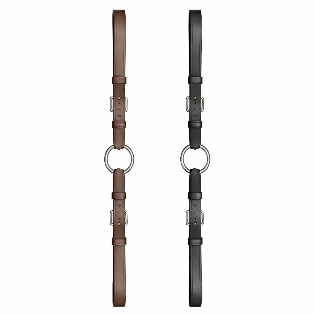 SIE Genuine Leather Ringed Bit Converter - Pelham Bit Converter - Premium Leather Bit Straps with SS O-Ring - Black & Brown