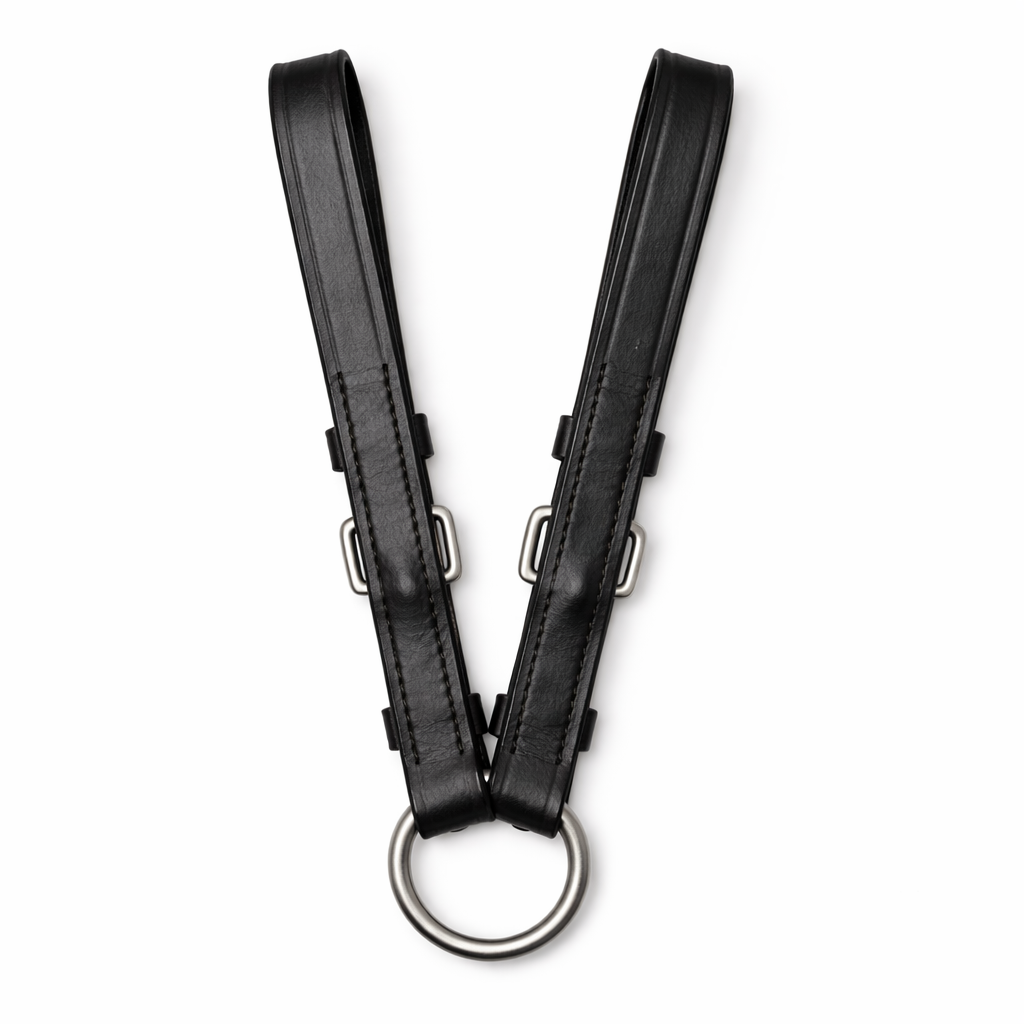 SIE Genuine Leather Ringed Bit Converter - Pelham Bit Converter - Premium Leather Bit Straps with SS O-Ring - Black & Brown