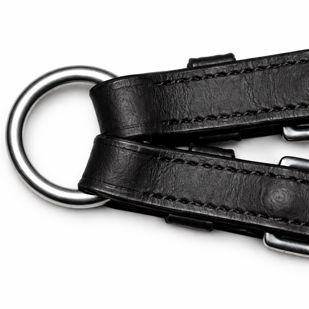SIE Genuine Leather Ringed Bit Converter - Pelham Bit Converter - Premium Leather Bit Straps with SS O-Ring - Black & Brown