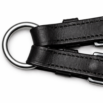 SIE Genuine Leather Ringed Bit Converter - Pelham Bit Converter - Premium Leather Bit Straps with SS O-Ring - Black & Brown