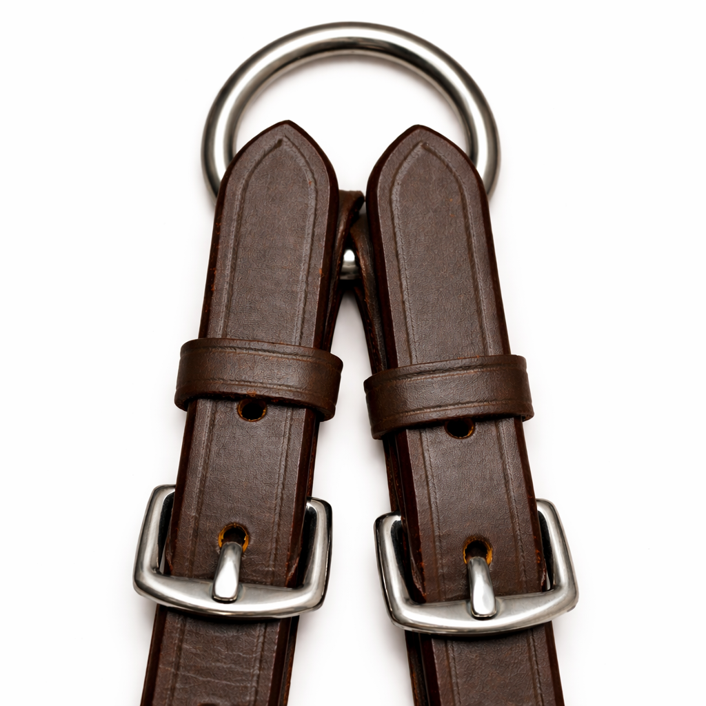 SIE Genuine Leather Ringed Bit Converter - Pelham Bit Converter - Premium Leather Bit Straps with SS O-Ring - Black & Brown