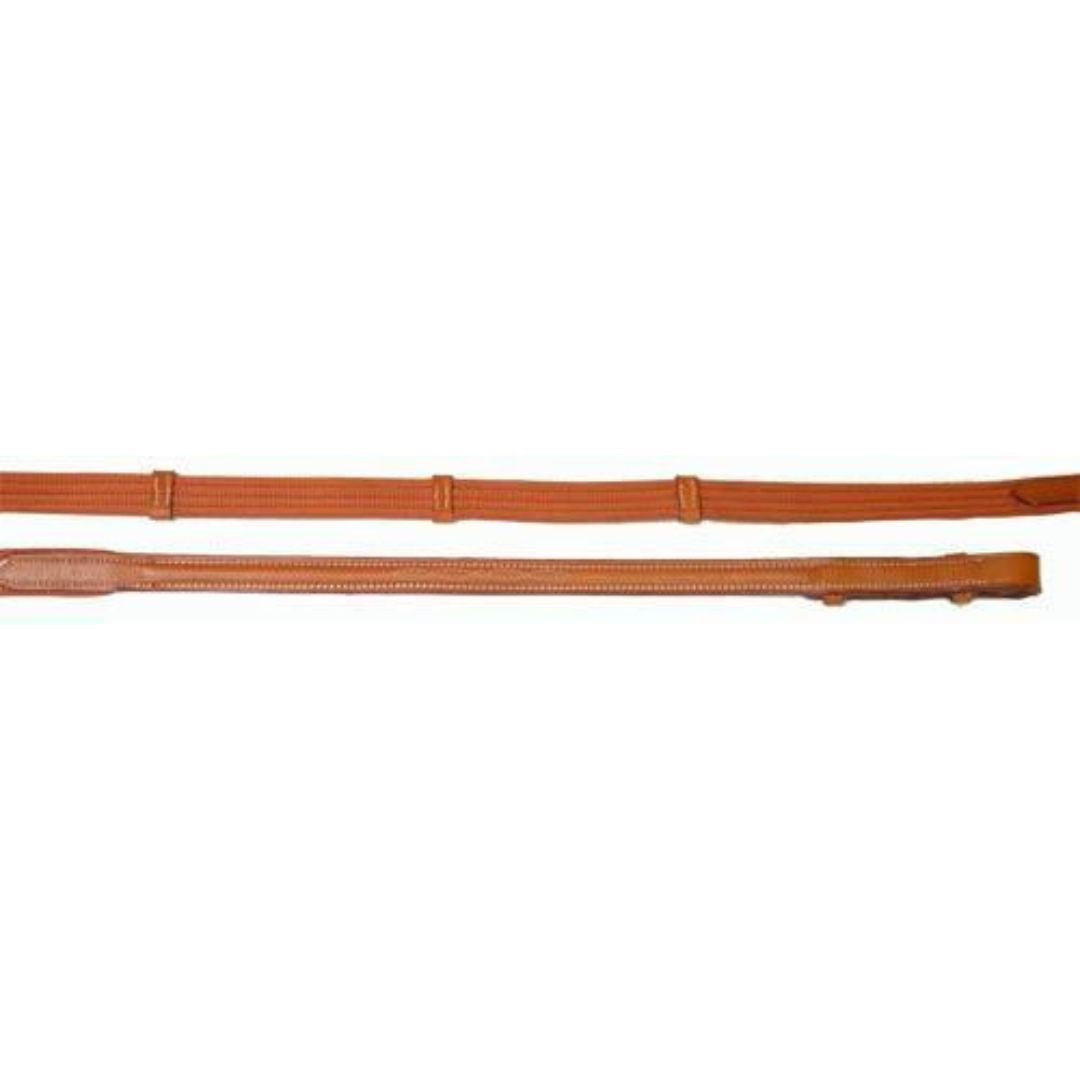 SIE Genuine Leather Web Reins - Web Hybrid Reins with Fancy Stitch and Leather Hand Stops