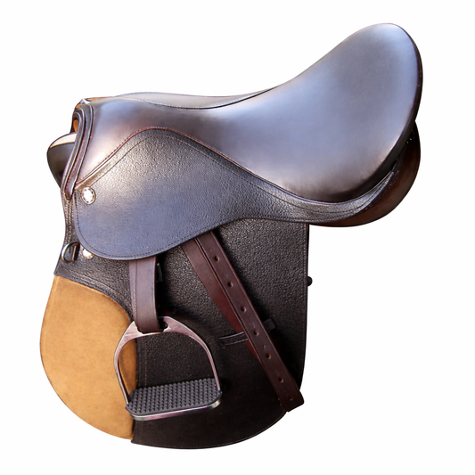 SIE Training Leather English Saddle – Grain Leather with Suede Pads | English Training Saddle