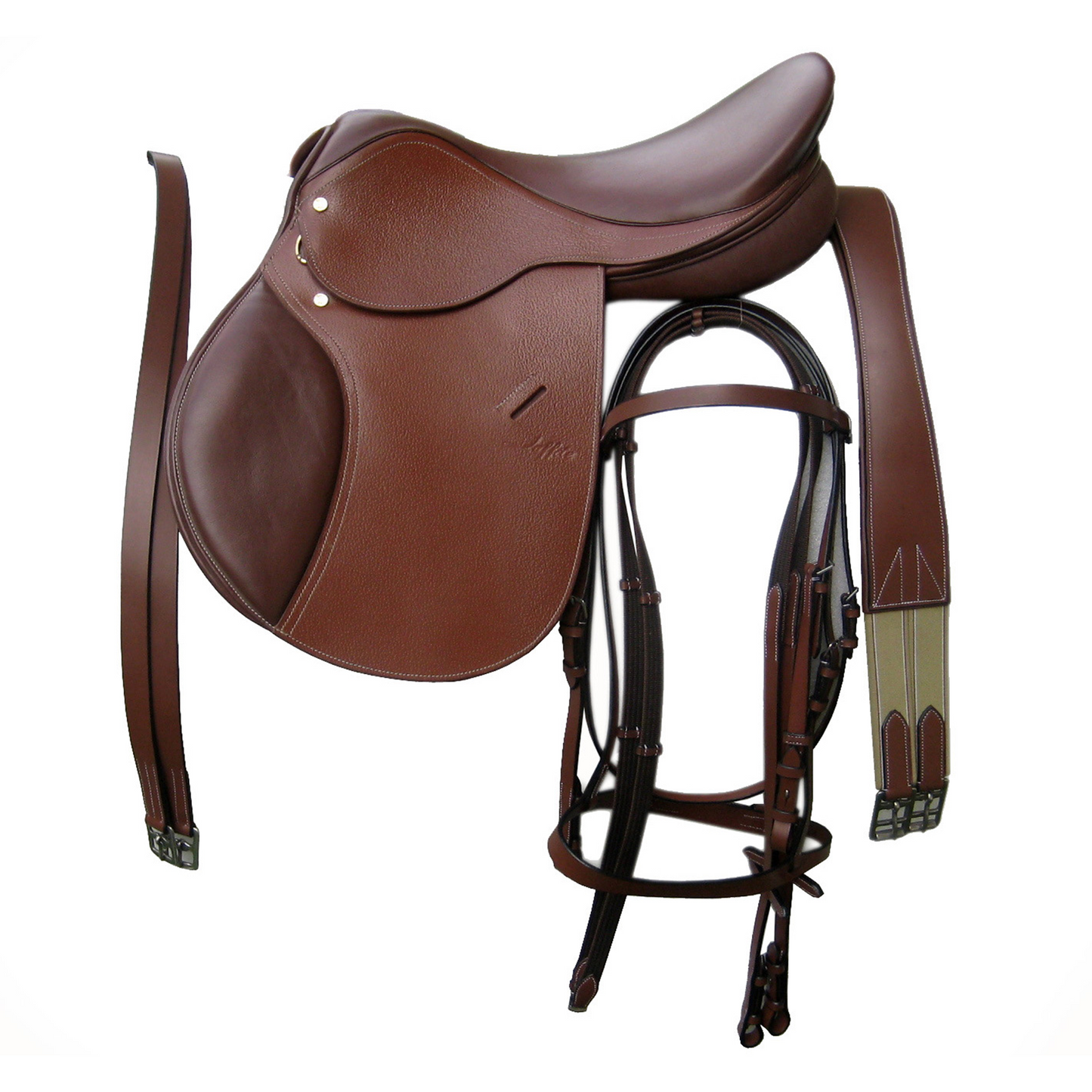 SIE Genuine Leather English Saddle Complete Tack Set  Saddles With Bridle & Girth Included
