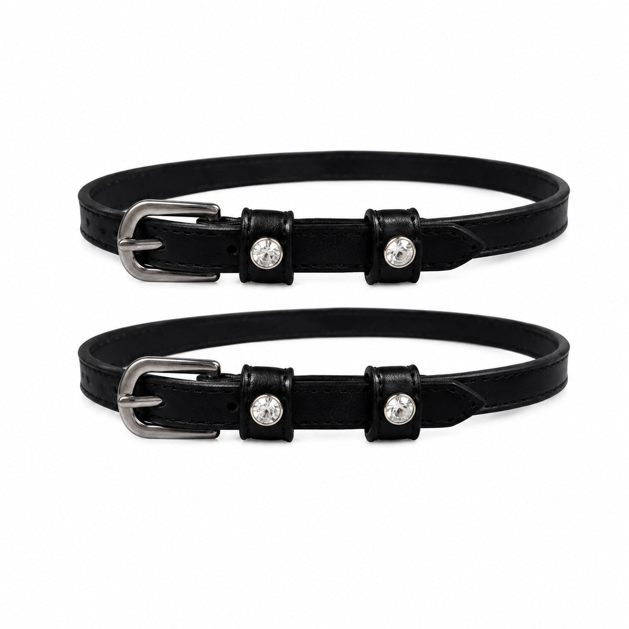 Qty. 3 Pair Swarovski Crystal English Leather Spur Straps