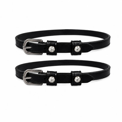 Qty. 3 Pair Swarovski Crystal English Leather Spur Straps