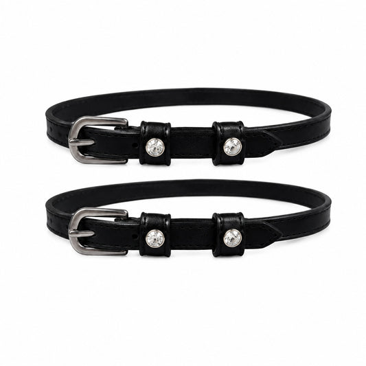 Qty. 3 Pair Swarovski Crystal English Leather Spur Straps