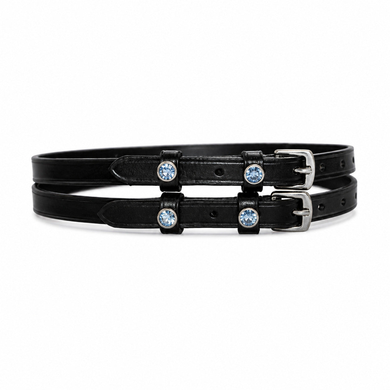 SIE English Leather Spur Straps - Blue Crystals
