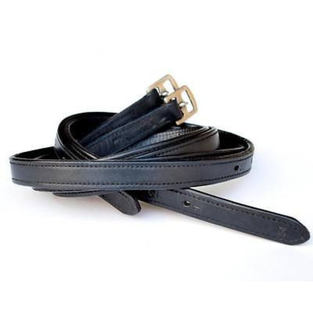 SIE Equestrian Reinforced Super Soft Stirrup Leathers with Nylon Webbing Core SS Buckles 1” Wide