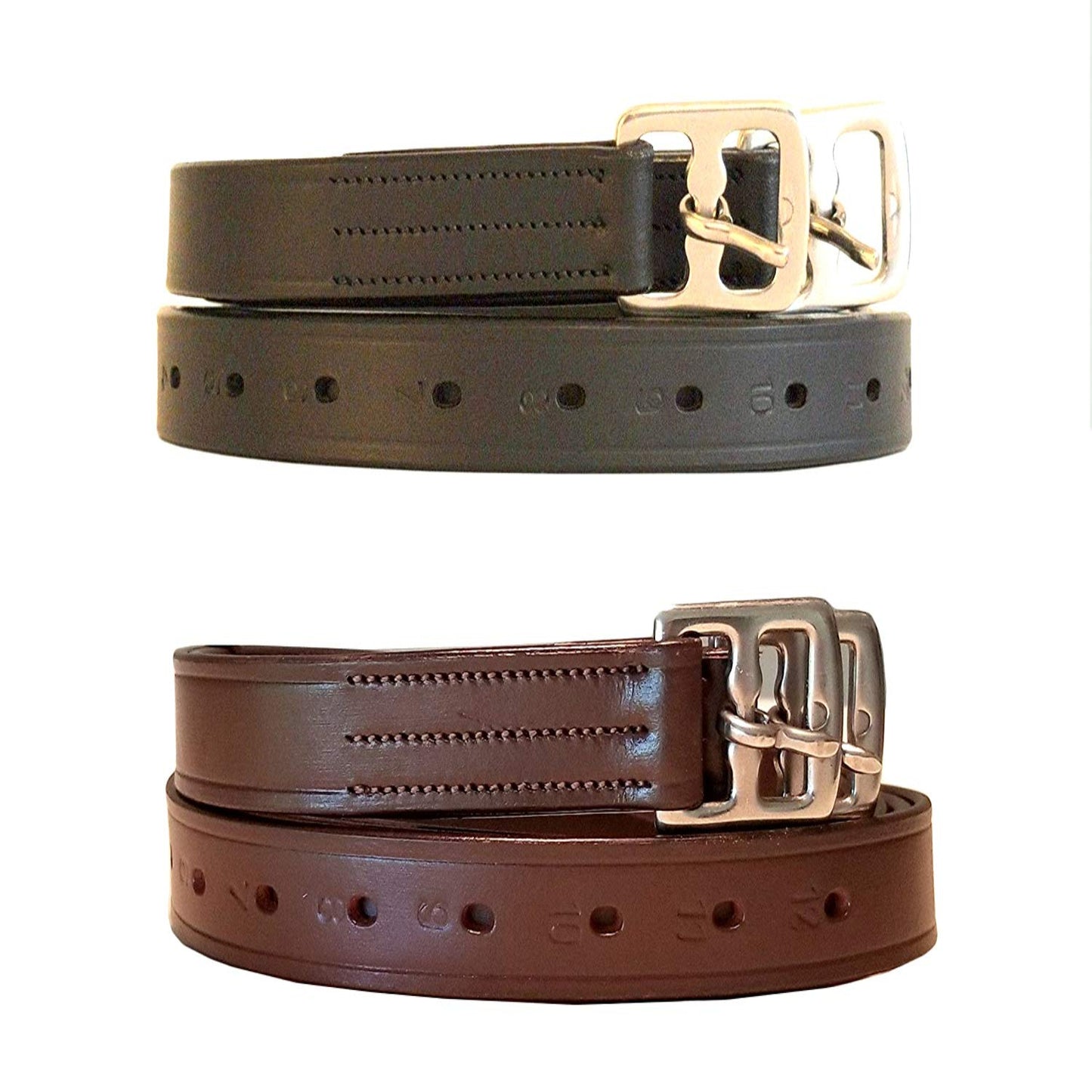 SIE Stirrup Leathers 1” Wide – Best Genuine Leather SS Buckles Numbered Holes