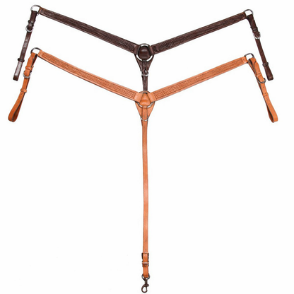 SIE Weave Knotted Leather Headstall & Breast Collar Set Hand Tooled Basket Weave Leather Western Horse Tack