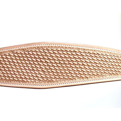 SIE Hand Tooled Leather Headstall & Breast Collar Set Natural - Double Layer Western Horse Tack Set